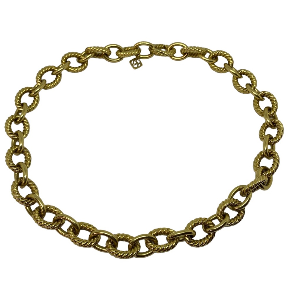 David Yurman 16" Oval Link Cable Chain Necklace 18k Yellow Gold 12.8mm Statement